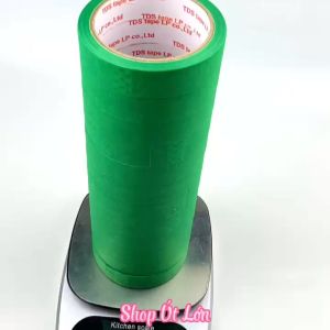 Băng keo giấy màu xanh lá rộng 2.4cm dài 25 mét lõi giấy 3mm - 1 cây có 12 cuộn