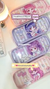 TEMPAT PENSIL LUCU KOREA KARTUN LUCU 3 ZIPPER KAPASITAS BESAR MULTIFUNGSI CASE