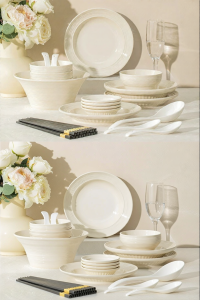 mornenjoy | French Cream Style Underglaze Ceramic Dinnerware Set