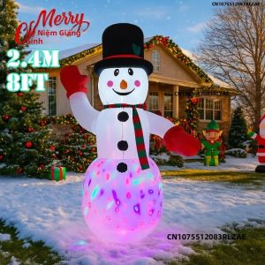 Mô Hình Người Tuyết Cười Khổng Lồ 8FT Bơm Hơi Trang Trí Giáng Sinh Tự Làm Cho Sân Vườn Ngoài Trời Đạo Cụ Sân Nhà Tiệc Lễ Hội