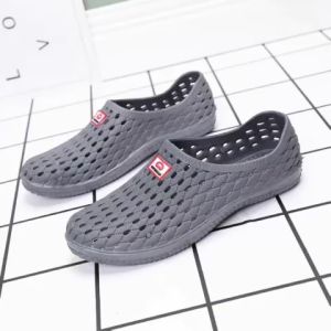 Giày nhựa lười nam đi mưa lỗ tổ ong PVC êm chân chống trơn trượt - Giày bảo hộ lao động G006 Maipy (Xanh/ Ghi)