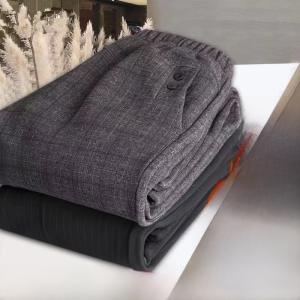 Fleece-lined Mom Pants Fall and Winter New Thickened Cashmere Outwear Straight-leg Middle-Aged and Elderly Womens Pants Warm and Loose Grandmas Pants