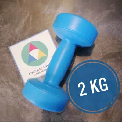 Dumbel Barbel Plastik Dumble Dambel Abu Biru Pink 2 Kg Alat Olahraga Latih Otot