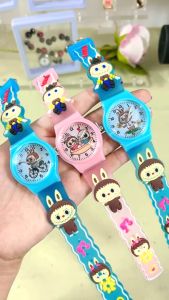Jam Tangan Anak Design Karakter Labubu Fashion Strap Rubber Terbaru 2025 Trendy