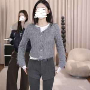 SUN11 Womens Casual Tweed Shorts Autumn Winter New Straight Leg Slimming Personality Casual Pants Outerwear Natural Waist