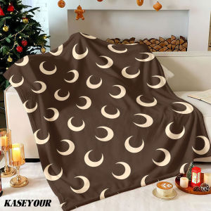 Beast Kingdom | Vintage Crescent Moon Winter Summer Flannel Blanket Throw Fleece Soft Fuzzy Plush Cozy Fleece Blankets for Sofa Ideal Gifts