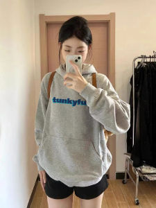 Pure Cotton Oversize Hoodie Womens Trendy Brand Loose Fit Thin Autumn Outerwear American Retro Letter Print Long Sleeve
