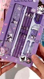 8PCS Cartoon Sanrio Pencil Gift Set Cute Melody Kulomi Childrens Stationery Supplies School Supplies Birthday Gifts