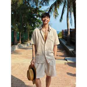 ZHUOCAN | Áo Sơ Mi Linen Dễ Thương Tay Ngắn