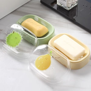 Homenhome mới trong suốt xà phòng lưu trữ hộp đựng có nắp để sử dụng trong gia đình