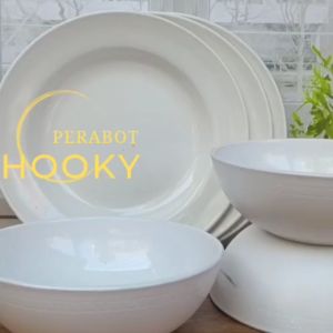 SET piring melamin isi 6 pcs PAKET PIRING MANGKUK MELAMINTEBAL PUTIH MEWAH 9 INCH