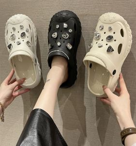 Womens Summer Thick Bottom Sandals 2023 New Style Outdoor Wear Soft Bottom Anti-Slip Two-Way Wear Headed Clog Shoes