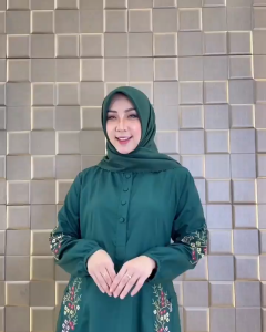 Qiarinn - Gamis Bordir Model Bordir Saku Bahan Katun Toyobo