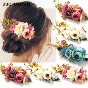 Bohemian Beach Wedding Headwear Fake Flower Hair Comb Side Ethnic Style Hair Accessories Forest System Bridal Headwear
