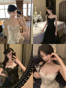 Pure Desire Lace Crop Top with Built-in Bra Pad Fishbone Strap Vest Sweet Style Polyester Fiber Womens Outerwear Short Length