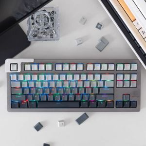【Keycap Only】GMK Gradient Grey Keycap 132 Keys Shine Through Keycap PBT Double Shot OEM Profile For Cherry MX Switch Customized Mechanical Keyboard 61/64/68/75/84/87