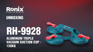 Ronix Tools RH-9928 Premium Quality German Technology | Aluminum Triple Vacuum Suction Cup 120kg Heavy Duty Glass Lifter Tile Granite Marble Moving Puller Window Door Panel Lifting Tool 3 Cup Rubber Pad Dent Remover Professional Construction Equipment