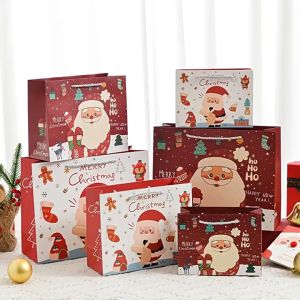 Túi Giấy Noel Túi Quà Tặng Giáng Sinh Ông Già Noel Màu Đỏ Loại Ngang Cứng Cáp