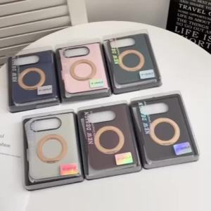 szhaiyu | 360 Rotating Magnetic Flip Cards Solt Wallet Leather Case for IPhone Duo for Magsafe Ring Bracket Glass Screen Protector Cover