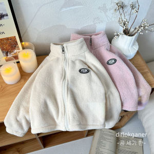 New 2024 Double-Sided Fleece-lined Autumn Winter Sweater for Kids Stand Collar Soft Versatile Outerwear for Boys And Girls