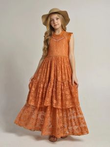 Girls Flower Dress Lace Cotton Dress Baby Kids Wedding Princess Party Dress Teenager Children Christmas Clothes for 4 6 8 10 12y