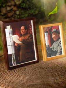 Mao Zedong Portrait with Frame Living Room Office Decorative Painting Tabletop Display Chinese Traditional Style Matte Paper Artwork