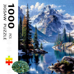 Multiple Sizes Large Snowy Mountain And Lake Jigsaw Puzzle - Beautiful Landscape Puzzle for Adults Family Fun Activity