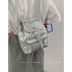 Trendy Cool Silver Backpack Bags Womens Summer 2023 New Arrival Trendy Classic Style Quilted Backpack Easiest for Match Travel One Shoulder Bag