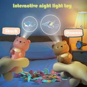 24 Patterns Cartoon Animals Baby Sleeping Story Book LED Projection Flashlight Interactive Projector Torch Lamp Toy Early Education Light Up Toy for Kids Boys girls gift