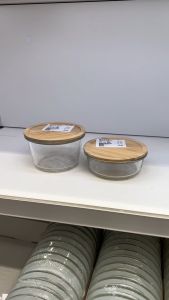 IKEA 365+ กล่องเก็บอาหาร ฝาไม้ไผ่ สีเหลี่ยมจัตุรัส ปิดสนิท