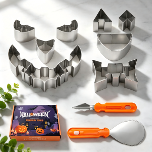 12PCS Kitchen Tool Set Rustproof Stainless Steel Pumpkin Carving Molds Stencils DIY Halloween Family Fun Party Decor Gifts