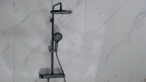 AQUATIZ Includes installation Rain Shower Set Thermostatic Chrome Large Storage Shelf Rain Shower Head With Uniform Water Flow 10 Inches Ultrathin Rainfall Shower Faucet Set Shower System For House Hotel Hostel AS35