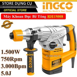 Máy khoan búa dùng pin 3 chức năng 1500w Ingco RH15008 đầu gài SDS tốc độ 750rpm tốc độ búa 3000bpm lực đập 5j khoan