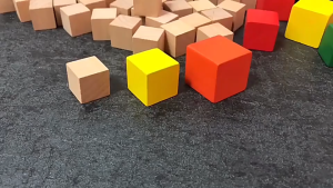 SKISOPGO Rainbow Colour Wooden Square Cubes Building Block 50pcs Early Learning Toys Montessori Toys