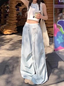 Quần Ống Rộng Cạp Cao Phong Cách Hàn Quốc Cho Nữ Quần Dài Thường Ngày Mùa Xuân Thu Quần Ống Rộng Rộng Rãi Quần Áo Bảo Hộ Lao Động Khô Nhanh