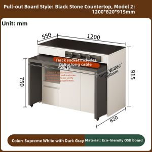 QIANGXIANG | Separate & Movable Kitchen Island Table with Cabinet Integration