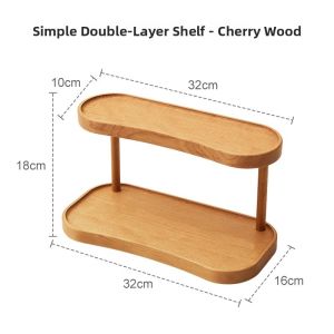 ZHIYUNJU | Real Wood Desktop Organizer Rack Tea Set Cosmetic Storage Shelf Multi-layer Simplistic Style No-installation Needed