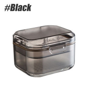 1PCS Portable Retainer Case with Cleaning Basket Multifunctional Denture Bath for Dentures Bridges Partial Dentures & Braces