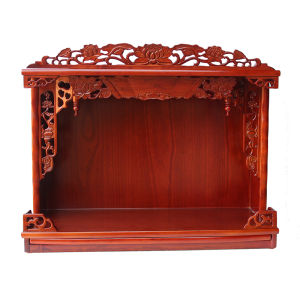 Buddha Niche Wall-Mounted Altar Cabinet Wealth God Offering Table Guanyin Offering Table Home Use Furniture Carved Wooden Altar