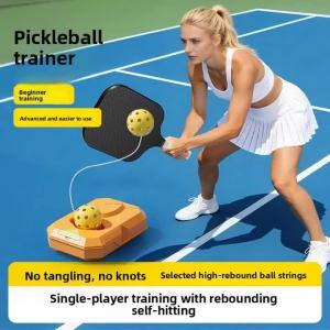 Pickleball Solo Rebounder Trainer with Racket Set Self-Play Practice for Beginners Adults Kids Outdoor Sports Training Tool
