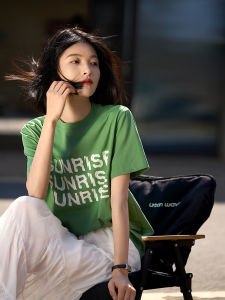 Xhange Pure Cotton Letter Print T-Shirt Womens Spring New Style Casual Comfortable Top Quality Cotton 100% Long Sleeve round Neck