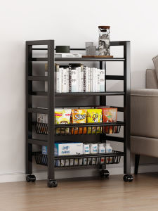 Living Room Kitchen Multi-Functional Vegetable Storage Rack with Wheels Snack Organizer Basket Fruit Storage Basket Metal Craft