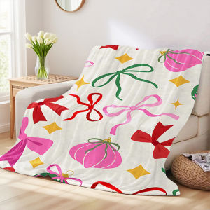 Beast Kingdom | Xmas Bow Ornament Flannel Blankets Are Suitable For Sofas Mens Room Decorations Thick And Warm Gifts For Teenagers