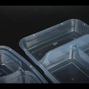 50-Pack Multi-Compartment Clear Microwavable Bento Box with Plastic Lid - Durable Food Storage Containers