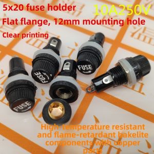 5Pcs Fuse Holders Black Insurance Tube Socket Fuse Holder 10A 250V AC 15A 125V AC for Insurance Panel