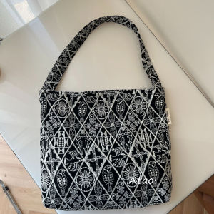 Retro Embroidered Canvas Single Shoulder Bag Underarm Handbag Simple New Chinese Style Commuter Bag Versatile Soft Cotton Strap