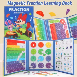 Magnetic Fraction Disk Teaching Aids Fraction Science Education Model Practical School Interactive Enlightenment Teaching Aids Block Diagram + Pie Diagram + Erasable Arithmetic Area Addition and Subtraction Quantity Visual Module Educational Toys F...