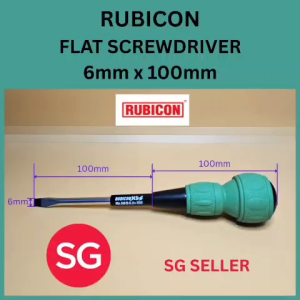 [SG READY STOCK] RUBICON FLAT MAGNETIZED SCREWDRIVER 6mm (width) x 100mm (length). PUNCH CUSHION GRIP SCREWDRIVER. High-Quality Slotted Screwdriver 100mm - Durable Hand Tool Accessory for Home Improvement