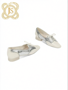 JESSICA SOPHIA | Giày Nữ Đế Thấp Da Thật Thêu Hoa Văn Phối Màu