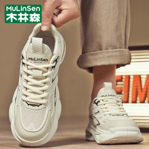 New 2025 Mens Sports Shoes Breathable Mesh Liner Comfortable Thick Air Cushion Dad Shoes for Travel Casual Wear Wood Forest